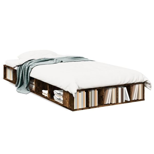 Vidaxl Struttura Letto In Rovere Affumicato 90X190 Cm Materiale A Base Di Legno-image