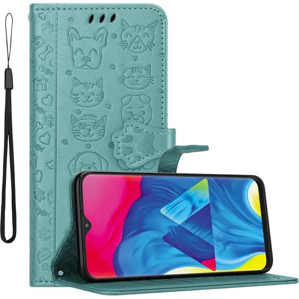 Custodia Cadorabo Per Samsung Galaxy A10 / M10 Custodia Protettiva In Verde Custodia Per Cellulare Cover Etui Case Libretto Cani Gatti-image
