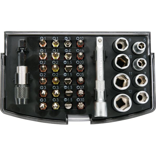 Set Di Punte Da 1/4" (6,3 Mm) + Bussole Da 5-12 Mm Ph+Pz+Piatte+Torx 34 Pezzi"-image