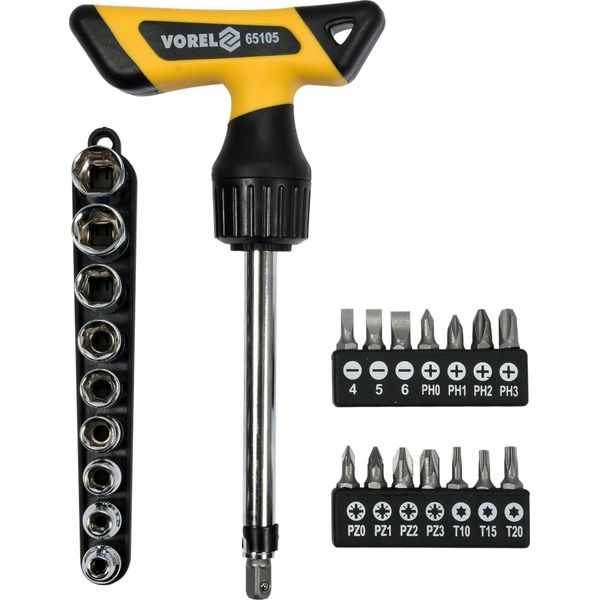 Set Di Cacciaviti A Cricchetto Con Impugnatura A T, Ph+Pz+Flat+Torx, 25 Pezzi-image