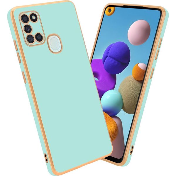Cadorabo Copertura Protettiva Per Samsung Galaxy A21S Cover In Verde Copertura Del Telefono Cellulare Tpu Silicone Fotocamera Protezione Caso-image