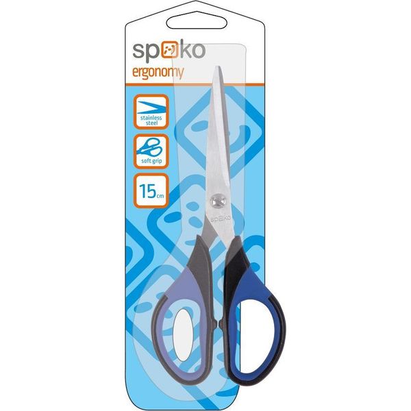 Forbici Da Ufficio Spoko Ergonomy, 15 Cm, Nero-Blu-image
