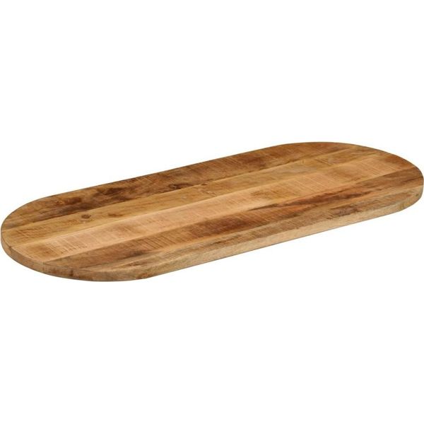 Piano Del Tavolo 120X60X2,5 Cm Ovale Legno Di Mango Massiccio Grezzo-image