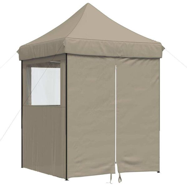 Vidaxl Tenda Per Feste Pieghevole Pop-Up Con 4 Pannelli Laterali Taupe-image
