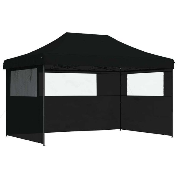 Vidaxl Tenda Pop-Up Pieghevole Per Feste Con 3 Pannelli Laterali Nero-image
