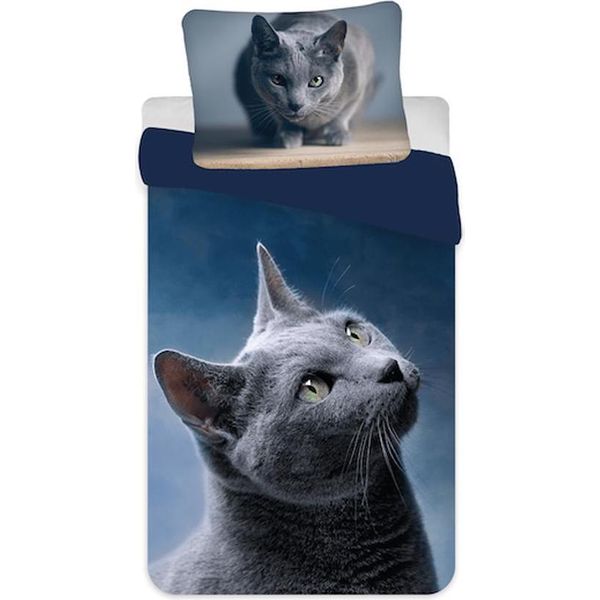Jerry Fabrics Cat Dark Biancheria Da Letto 140×200 Cm, 70X90 Cm Microfibra-image