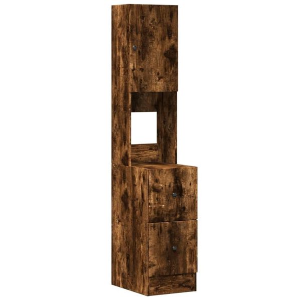 Vidaxl Armadio Da Cucina In Rovere Fumé 35X50X180 Cm Materiale A Base Di Legno-image