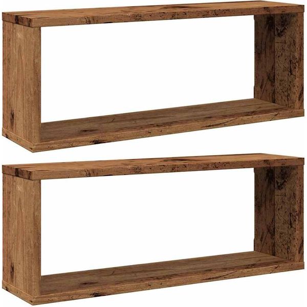 Vidaxl Mensole Da Parete A Cubo 2 Pz. Aspetto Legno Recuperato 60X15X23 Materiale A Base Di Legno-image
