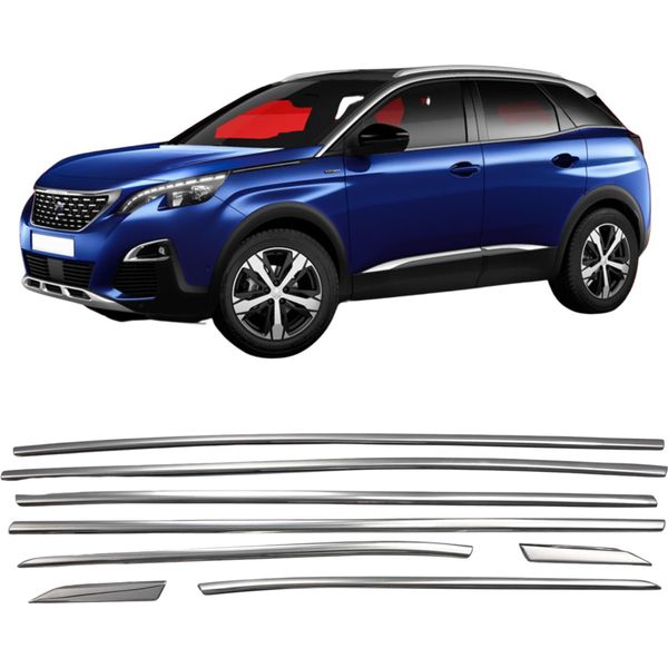 Modanature Dei Finestrini Laterali In Acciaio Inox Cromato Peugeot 3008 Suv 2016-2023-image