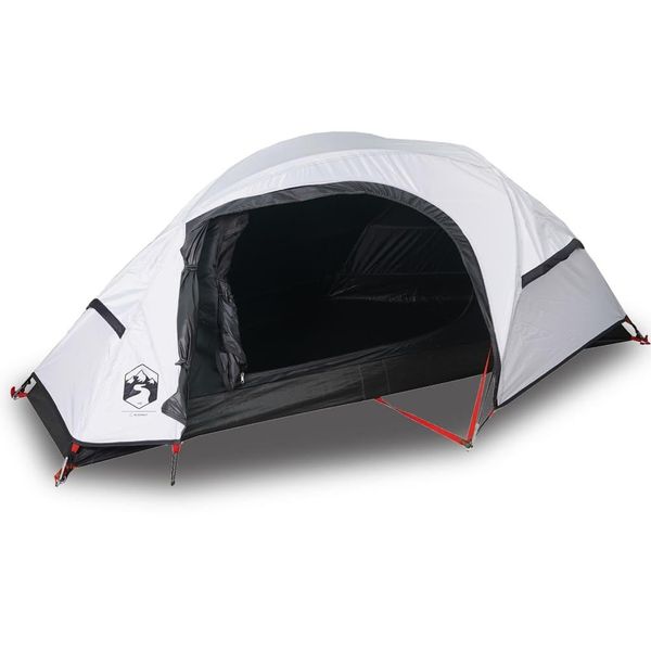 Vidaxl Tenda Da Campeggio A Cupola 1 Persona Bianca Oscurata Impermeabile-image