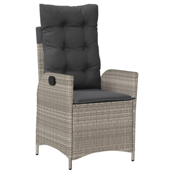 Vidaxl Poltrona Da Giardino Con Cuscino Regolabile In Poly Rattan Grigio Chiaro-image
