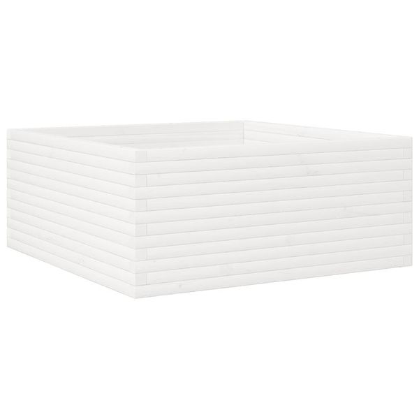 Vidaxl Fioriera Bianca 110X110X46 Cm In Legno Di Pino Massiccio-image