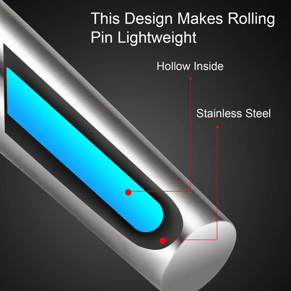 13 Pollici Mattarello Liscio In Acciaio Inox Design Affusolato Mattarello Per Cuocere La Pasta Della Pizza Pasticceria Biscotti Pasta Gadget Da Cucina-image
