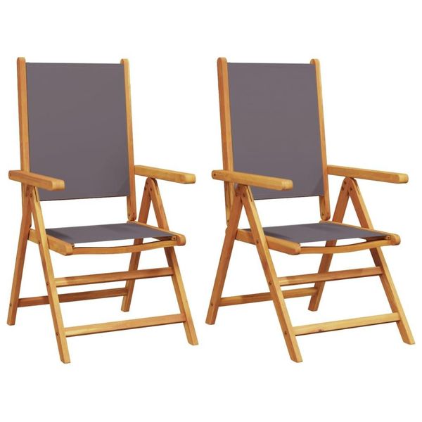 Vidaxl Sedie Da Giardino 2 Pz. Legno Massiccio Di Acacia Antracite E Tessuto-image
