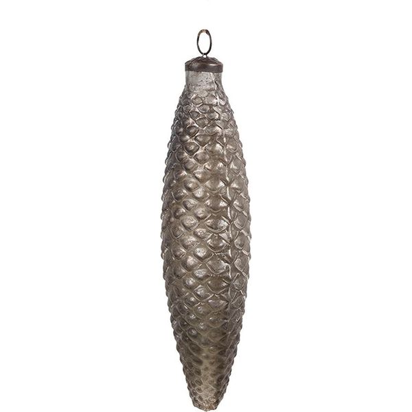 Guaina Natalizia Clayre & Eef Ø 7X24 Cm In Vetro Argentato Marrone-image