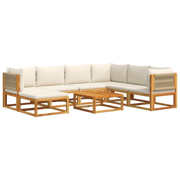 Vidaxl Set Di Divani Da Giardino 8 Pezzi Con Cuscini In Legno Di Acacia E Corda-image