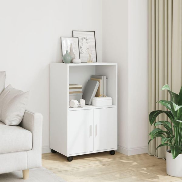 Vidaxl Armadio A Rotelle Bianco 55X40X91 Cm Materiale A Base Di Legno-image