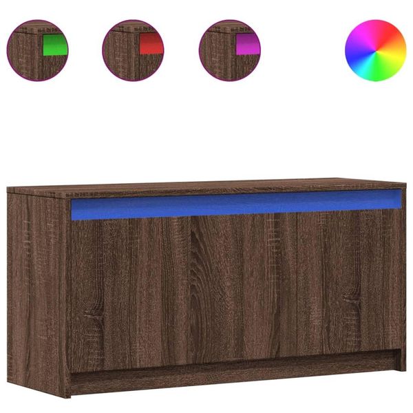 Mobile Tv Con Illuminazione Led Aspetto Rovere Marrone 100X34X50 Cm-image