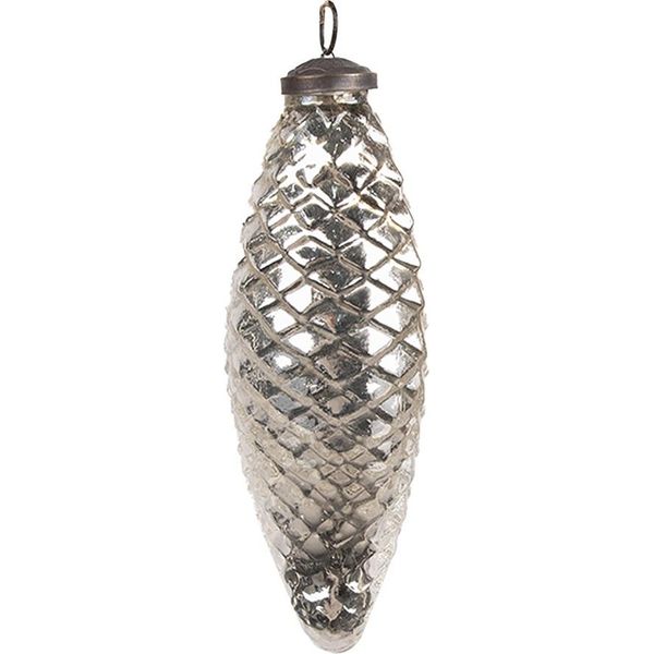 Guaina Natalizia Clayre & Eef Ø 6X16 Cm Vetro Color Argento-image