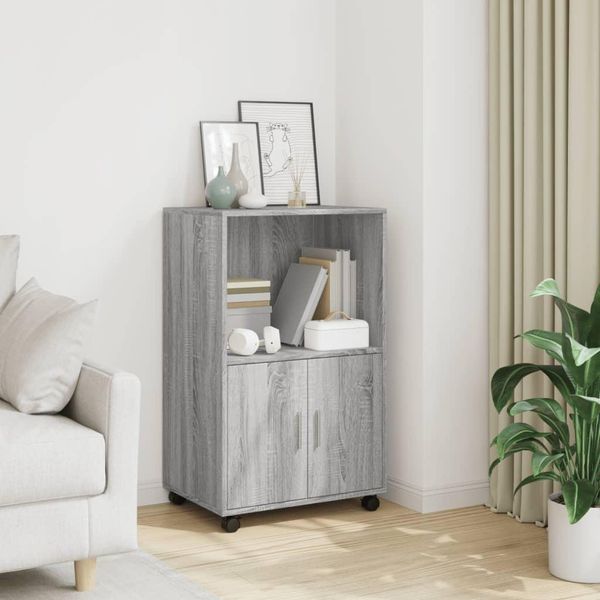 Vidaxl Armadio A Rotelle Grigio Sonoma 55X40X91 Cm Materiale A Base Di Legno-image