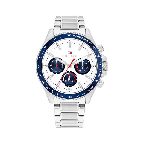 Multifunktionsuhr Tommy Hilfiger "Clark", Edelstahlfarben, Weiß, Armbanduhren, Herren, Quarzuhr, Armbanduhr, Herrenuhr, Edelstahlarmband, Analog-image