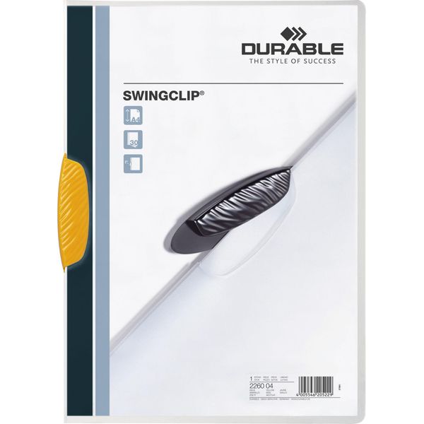 Durable Cartellina Con Clip Swingclip® 30 A4 Trasparente, Giallo, 226004-image