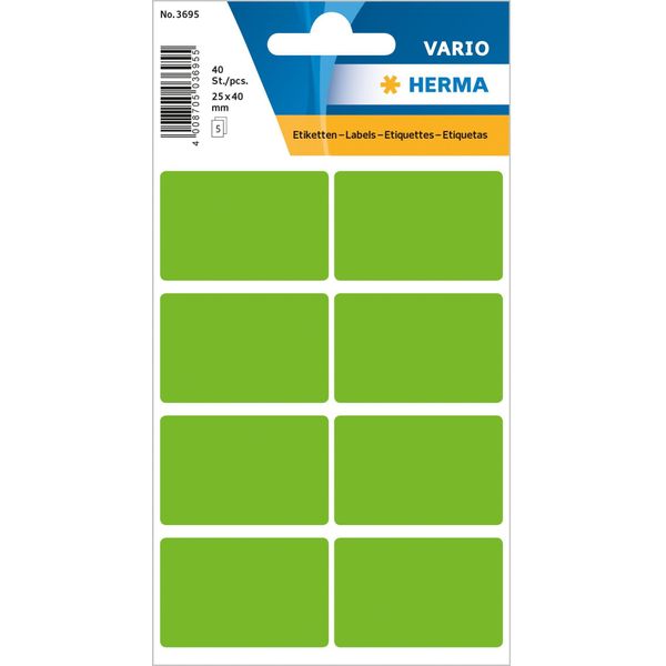 Herma 3695 Etichette Multiuso 25 X 40 Mm, Verde, Adesivo Permanente, Per Etichettatura Manuale-image
