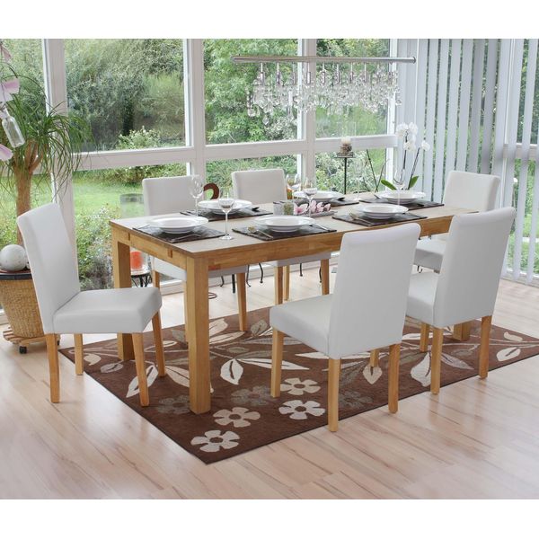 Set Di 6 Sedie Per Sala Da Pranzo Sedia Da Cucina Littau ~ Pelle Finta, Bianco Opaco, Gambe Chiare-image