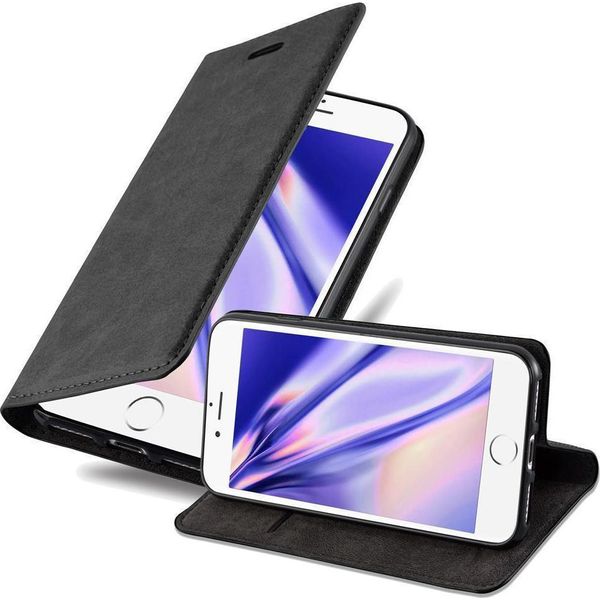 Custodia Cadorabo Per Apple Iphone 7 / 7S / 8 / Se 2020 Custodia Protettiva In Nero Custodia Per Cellulare Cover Chiusura Magnetica-image