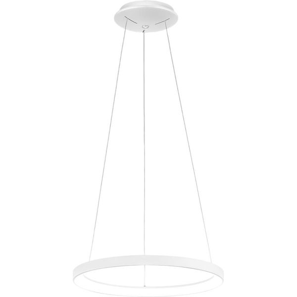 Krizia - Lampada A Sospensione Led 50W Dimmerabile - 2900Lm, Luce Calda 3000K, Anello Bianco Opaco, Diffusore Opale, D. 60 Cm, IP20-image