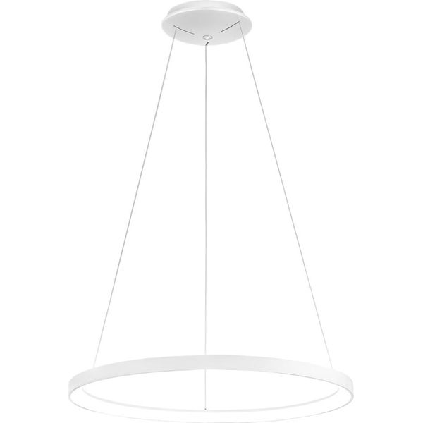 Krizia - Lampada A Sospensione Led 60W Dimmerabile - 4800Lm, Luce Calda 3000K, Anello Bianco Opaco, Diffusore Opale, D.80 Cm, IP20-image