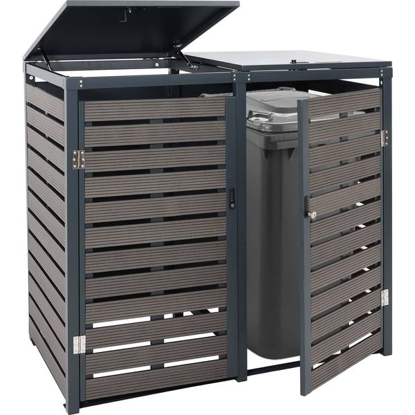 2 Coperchio Per Cestino HWC-K14, Coperchio Per Cestino, 119X134X84Cm Wpc Metallo 78Kg ~ Antracite-image
