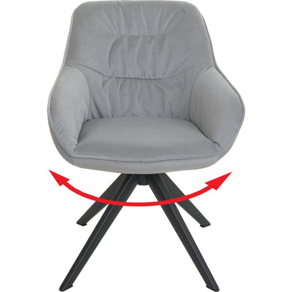 Sedia Da Pranzo HWC-K28, Sedia Da Cucina Sedia Imbottita Sedia Con Braccioli, Girevole, Metallo ~ Tessuto/Tessuto Grigio Chiaro-image