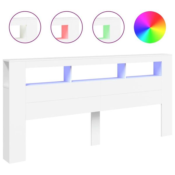 Vidaxl Testata Led Bianca 220X18,5X103,5 Cm Materiale A Base Di Legno-image