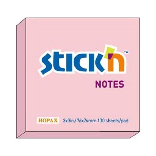 Blocco Autoadesivo Stick'n Hopax, 76X76 Mm, Rosa Pastello, 100 Fogli-image