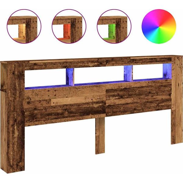 Testiera Vidaxl Led Effetto Legno Vecchio 220X18,5X103,5 Cm Materiale A Base Di Legno-image