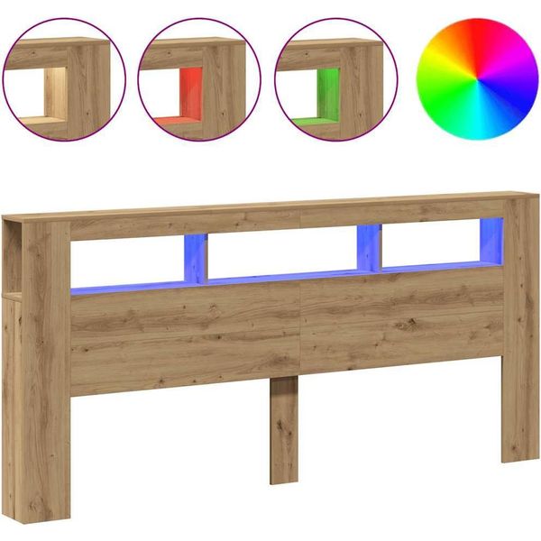 Testata Led Rovere Artigianale 220X18,5X103,5 Cm Materiale A Base Di Legno-image