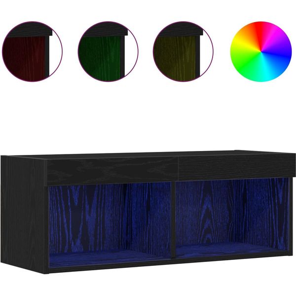 Syfax™ Set Mobile Tv Rovere Nero 80 X 30 X 30 Cm Legno Multistrato-image