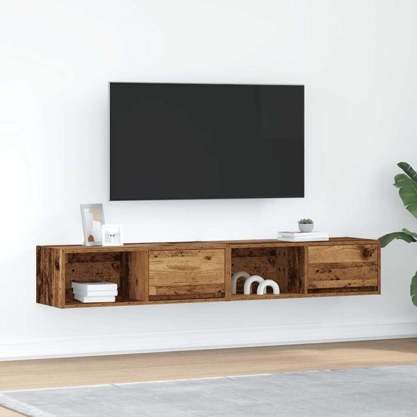 Vidaxl Mobili Tv 2 Pz. Aspetto Legno Recuperato 80X31X25,5 Cm Materiale A Base Di Legno-image