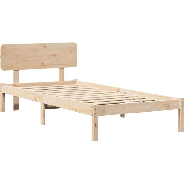 Vidaxl Struttura Letto Con Testiera Naturale 75 X 190 Cm In Legno Di Pino Massiccio-image
