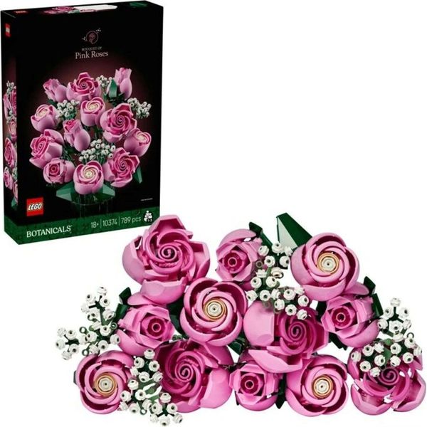Bouquet Di Rose Rosa Lego Botanicals - Fiori Artificiali Da Modellare Per Adulti - 12 Rose Artificiali E 4 Rametti Di Gypsophila Per La Decorazione Della Casa O Dell'ufficio - Set Fai Da Te - Regalo Per Donne E Uomini - 10374-image