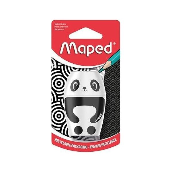 Maped - Articoli Per La Scuola - Temperamatite Shakky - Temperamatite Con Serbatoio - Ha 1 Foro Per Affilare - Grande Capacità - Design Panda Giocoso-image
