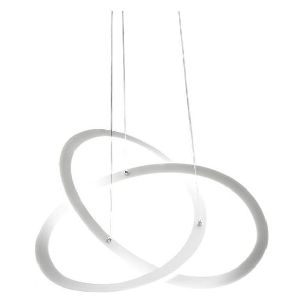 Lampadario Led Moderno Yara 40W Sospensione Dimmerabile 4000K Luce Calda, Design Anelli In Alluminio Bianco 57X120Cm, 1900Lm, Led Integrato IP20-image