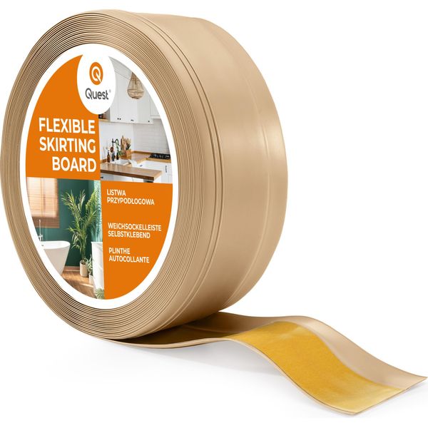 Quest Battiscopa In Pvc Autoadesivo, Flessibile Battiscopa Dekor, 50X20 Mm, Color Sabbia, 50X20 Mm, 25 M-image