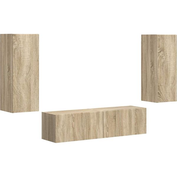Vidaxl Set Di Mobili Tv A Parete 2 Pezzi In Legno Di Quercia Sonoma-image
