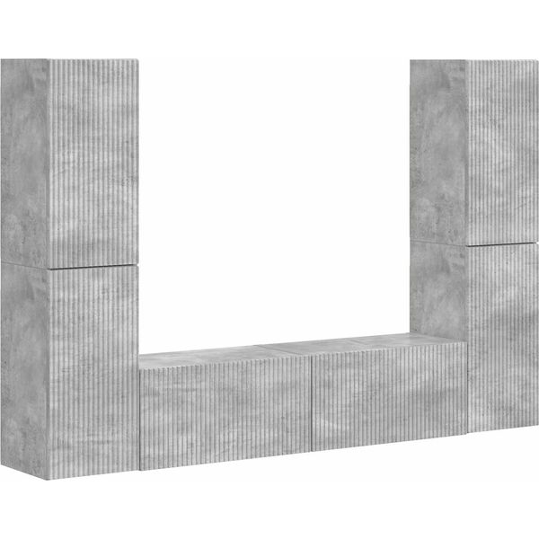 Syfax™ Set Mobile Tv 6 Pcs Grigio Cemento Legno Multistrato-image