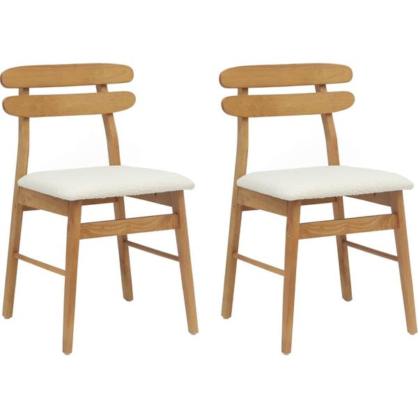Vidaxl Sedia Da Pranzo 2 Pezzi Naturale E Luminosa Legno Di Gomma Massiccio-image