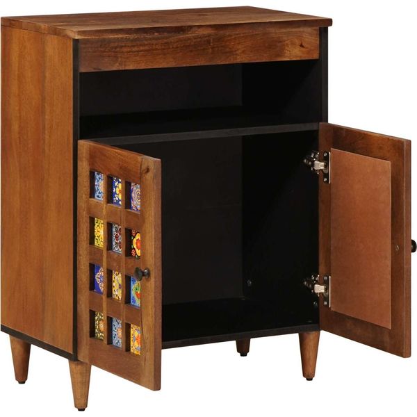 Vidaxl Credenza Con Anta Noce 60 X 33,5 X 75 Cm In Legno Massiccio Di Mango-image