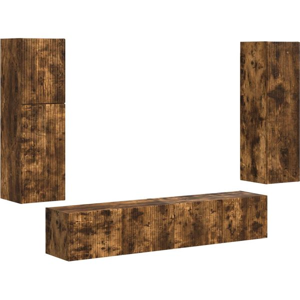 Syfax™ Set Mobile Tv 4 Pcs Rovere Fumé Legno Multistrato-image