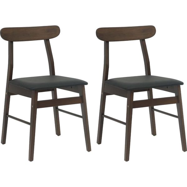 Vidaxl Sedia Da Pranzo 2 Pezzi Marrone Chiaro E Nero Legno Massiccio Di Gomma-image